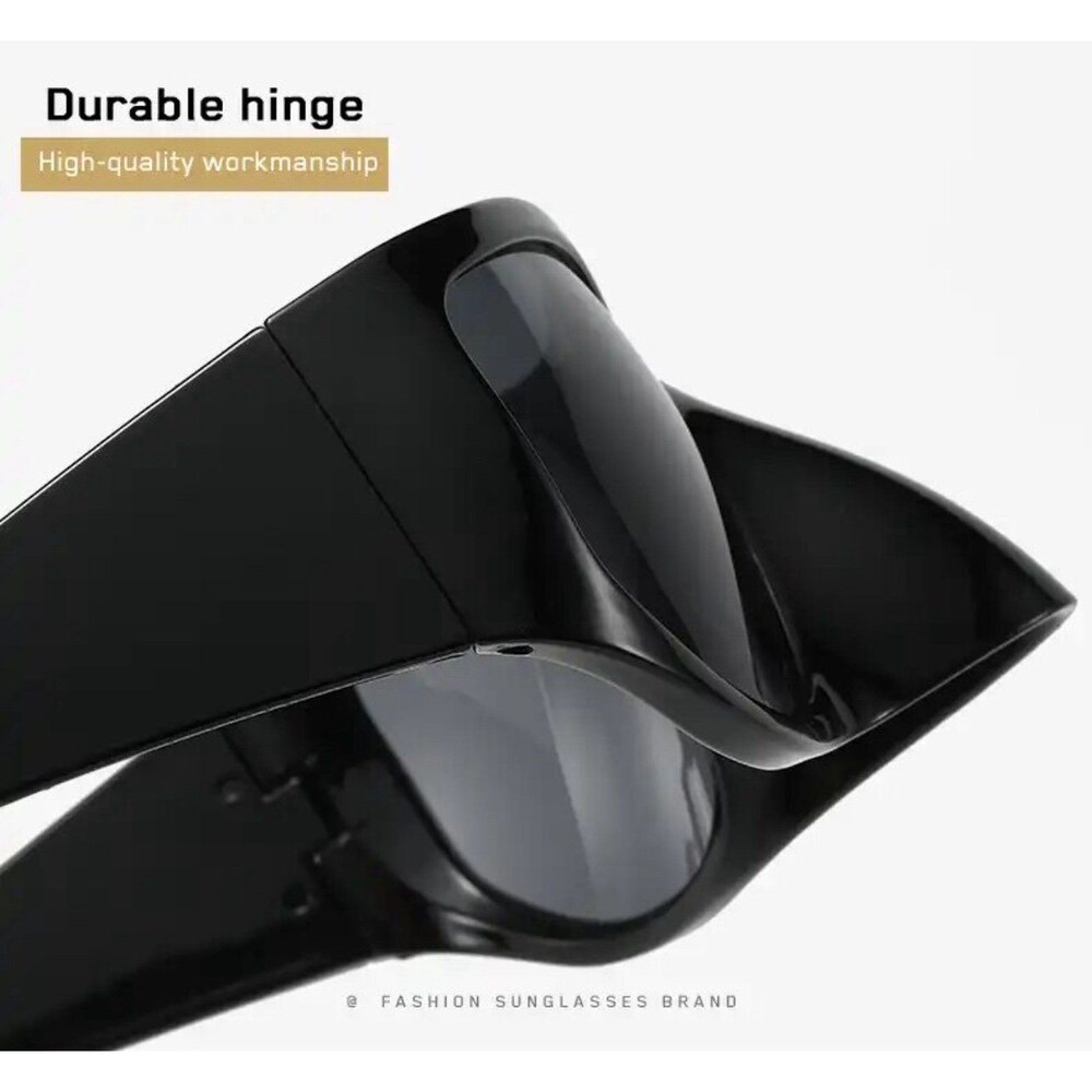 Black Statement Shield Sunglasses - Picture 8 of 12